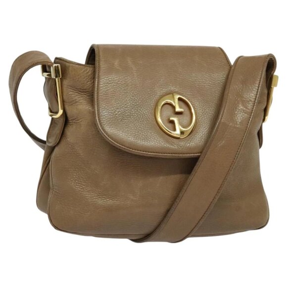 GUCCI Shoulder Bag Leather Brown Gold Auth ep8554 - Picture 1 of 16